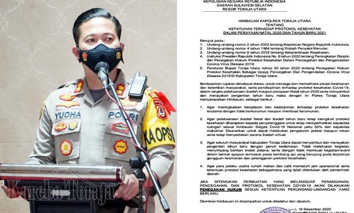 Ini Himbauan Kapolres Toraja Utara Terkait Perayaan Natal dan Tahun Baru 2021