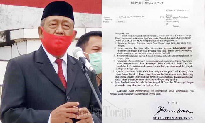 Penumpang Bus AKDP dan AKAP Tujuan Toraja Utara Wajib Rapid Test
