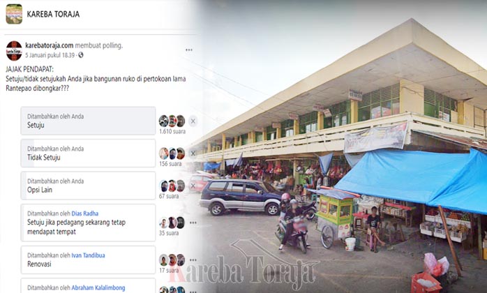 85 Persen Responden Setuju Pertokoan Lama Rantepao Dibongkar