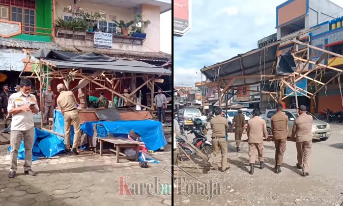 Biang Macet dan Semrawut, Satpol PP Bongkar Lapak PKL di Pasar Bolu