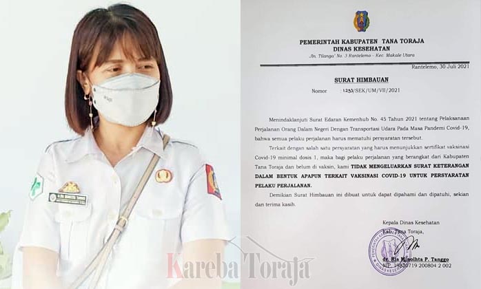 Dinkes Tana Toraja Tidak Keluarkan Surat Keterangan “Vaksin Kosong” untuk Pelaku Perjalanan