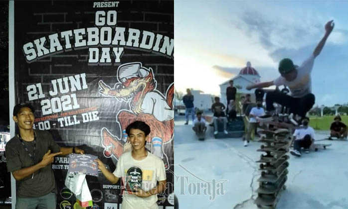 Membanggakan, Putra Toraja Ini Juara 1 Kompetisi Go Skate Boarding Day 2021