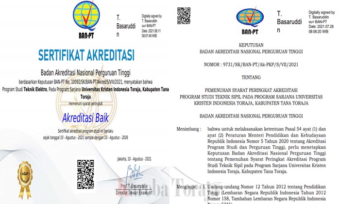 Setelah Teknik Sipil, Teknik Elektro UKI Toraja Juga Dapat Akreditasi BAN-PT