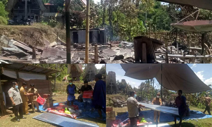 Satu Unit Rumah Warga di Kurra, Tana Toraja, Ludes Terbakar