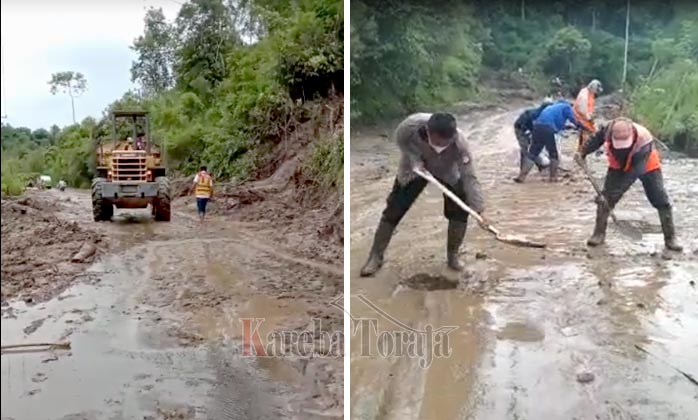 Longsor di Parodo Sudah Dibersihkan, Jalan Poros Toraja-Mamasa Bisa Dilalui