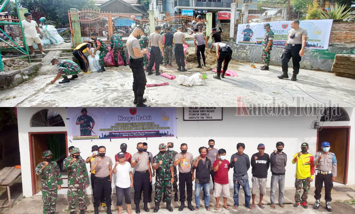 Pupuk Sinergitas, Personil Polsek dan Koramil Sangalla’ Gelar Kerja Bakti Bareng Jelang Ramadhan