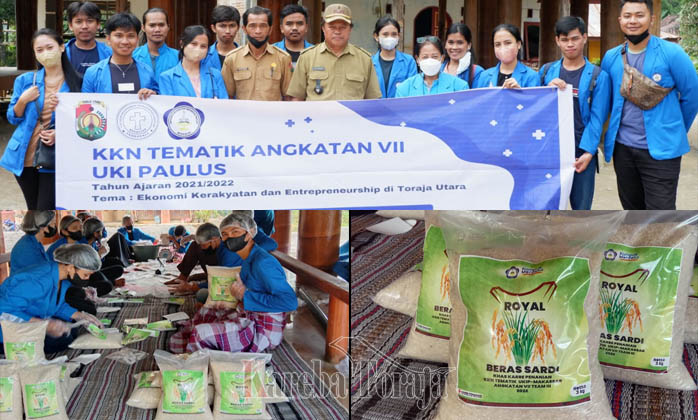 Mahasiswa KKN UKI Paulus di Lembang Karre Penanian Promosikan Beras Sardi Secara Online