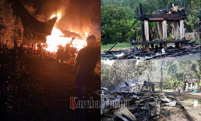 Dua Rumah dan Lumbung Padi di Balusu, Toraja Utara Ludes Dilalap Api