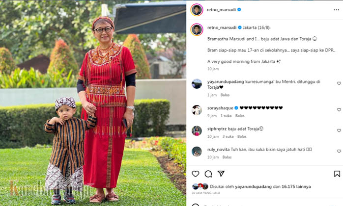 Menlu RI, Retno Marsudi Kenakan Baju Adat Toraja Pada Sidang Tahunan MPR Tahun 2023