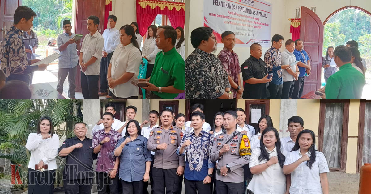159 Panwaslu Kelurahan/Desa (PKD) se-Tana Toraja untuk Pilkada 2024 Dilantik