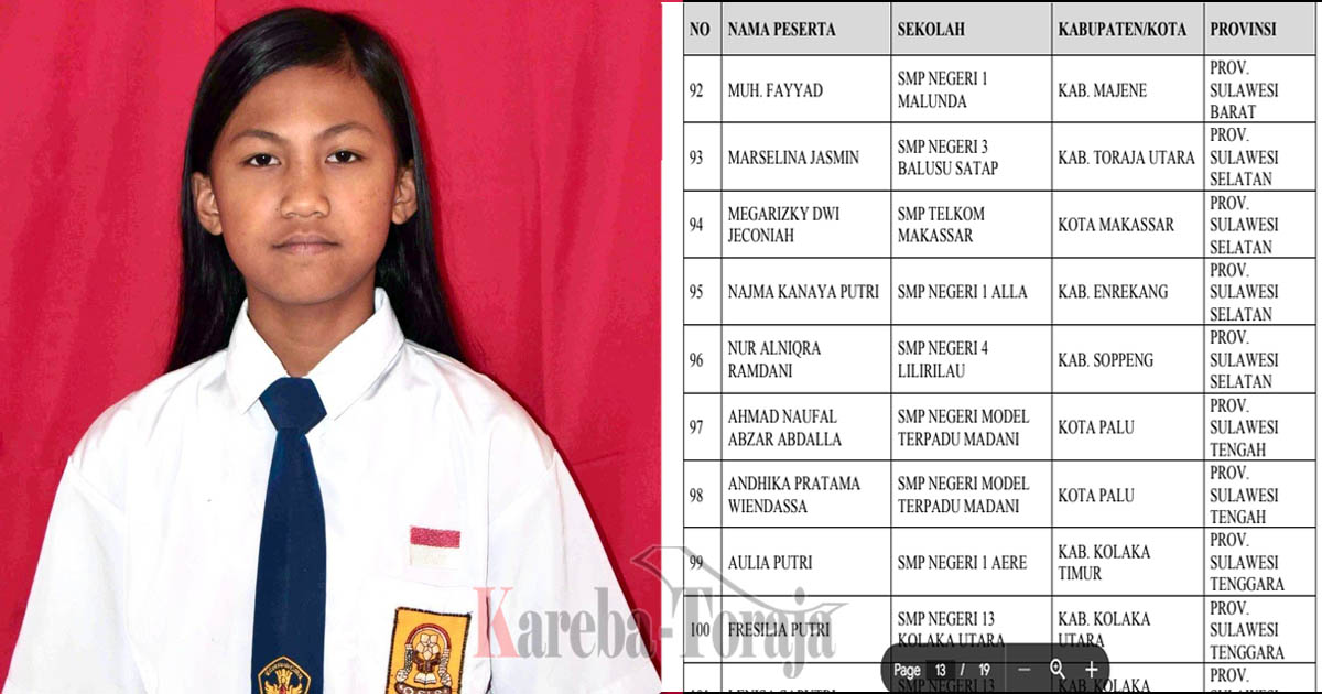 Siswi SMP dari Daerah Terpencil Toraja Utara Ini Lolos Olimpiade Sains Nasional Tahun 2024