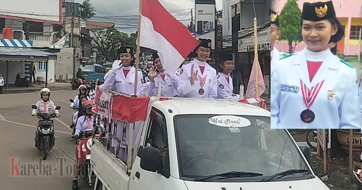 Pulang dari IKN, Anggota Paskibraka Nasional, Agatha Kallolangi Disambut dan Diarak Ribuan Siswa di Rantepao