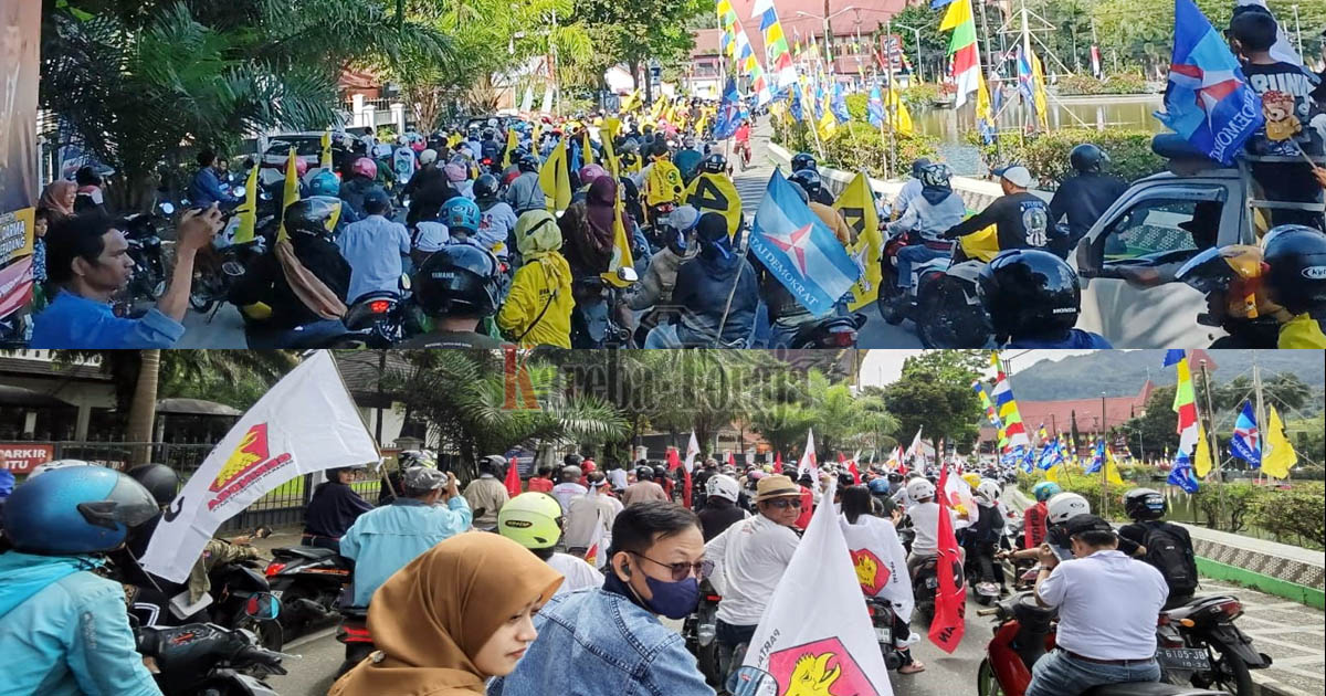 Zadrak dan Victor Pamer Kekuatan Massa Saat Mendaftar di KPU Tana Toraja
