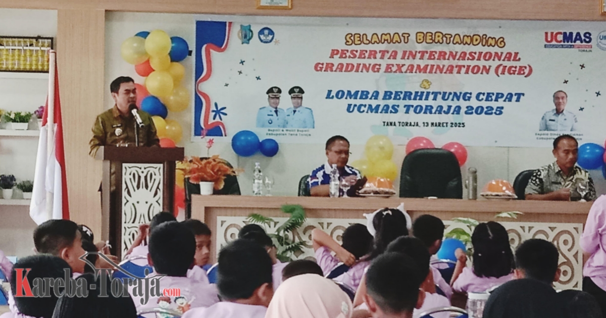 Bupati Tana Toraja Buka Lomba Berhitung Cepat Anak yang Diselenggarakan oleh UCMAS Toraja