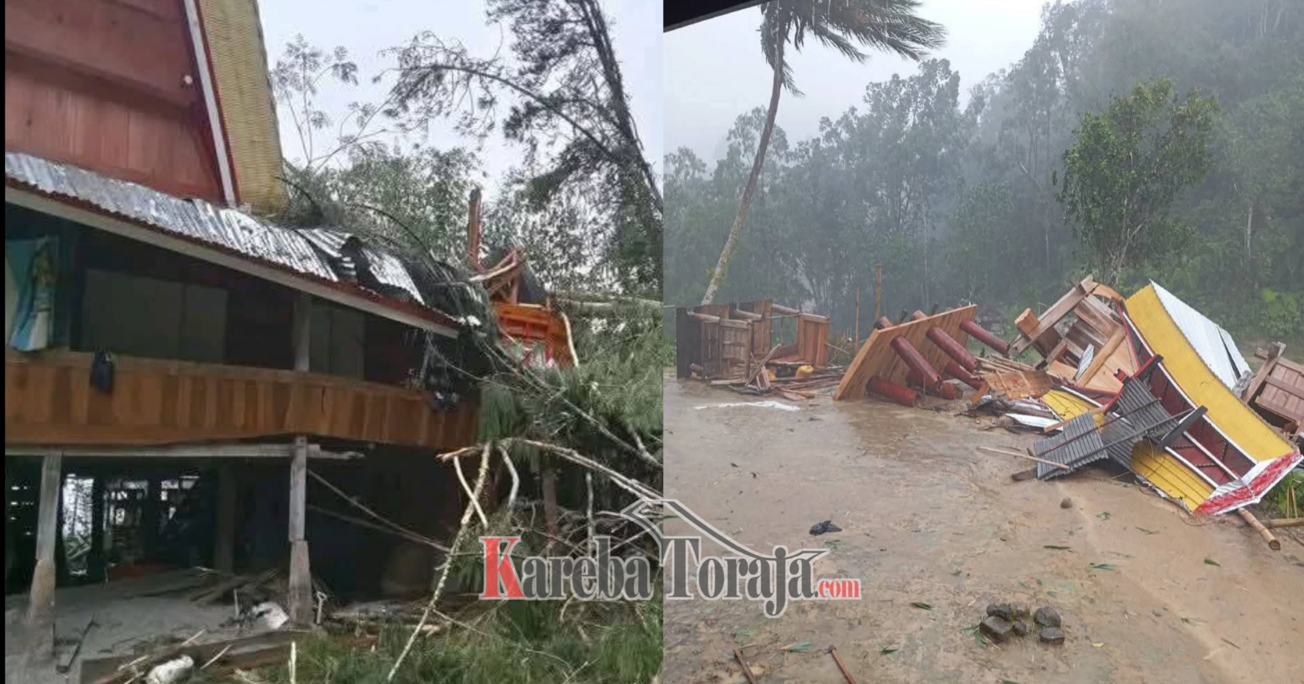 1 Rumah Rusak Tertimpa Pohon dan 3 Alang Roboh Diterjang Angin Kencang di Kurra